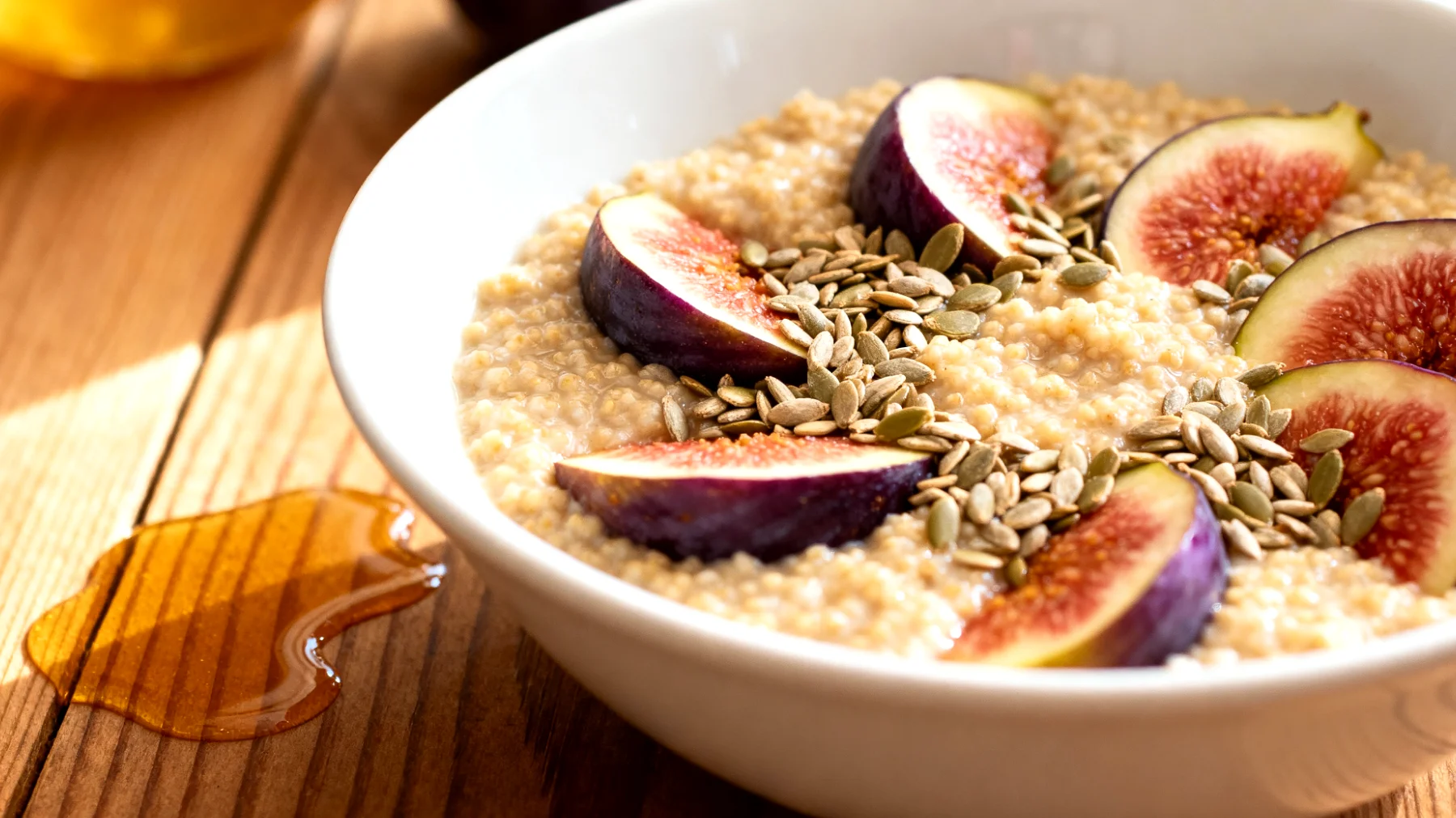 Amaranth-Porridge mit Hanfsamen und Feigen"