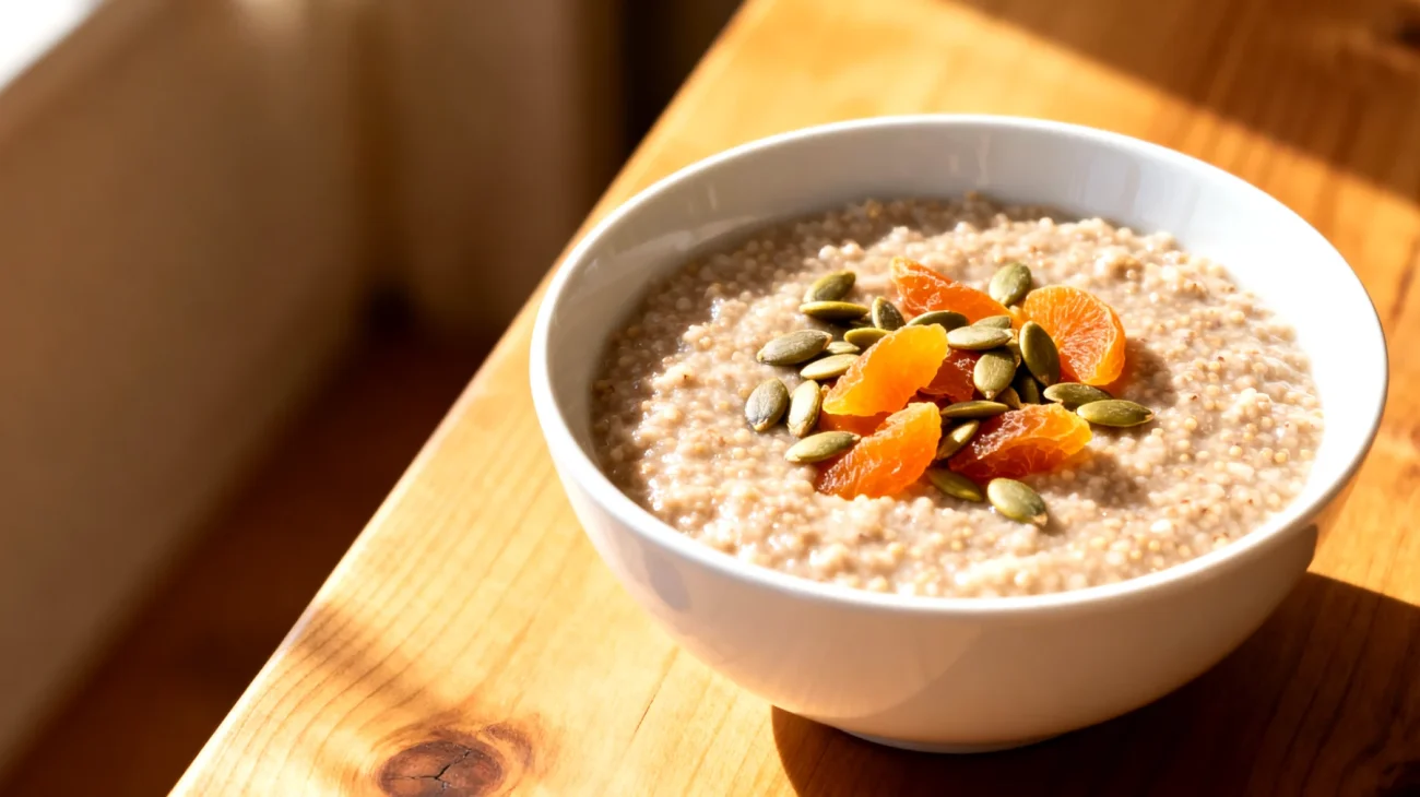 Amaranth-Porridge mit Kürbiskernen und Aprikosen"