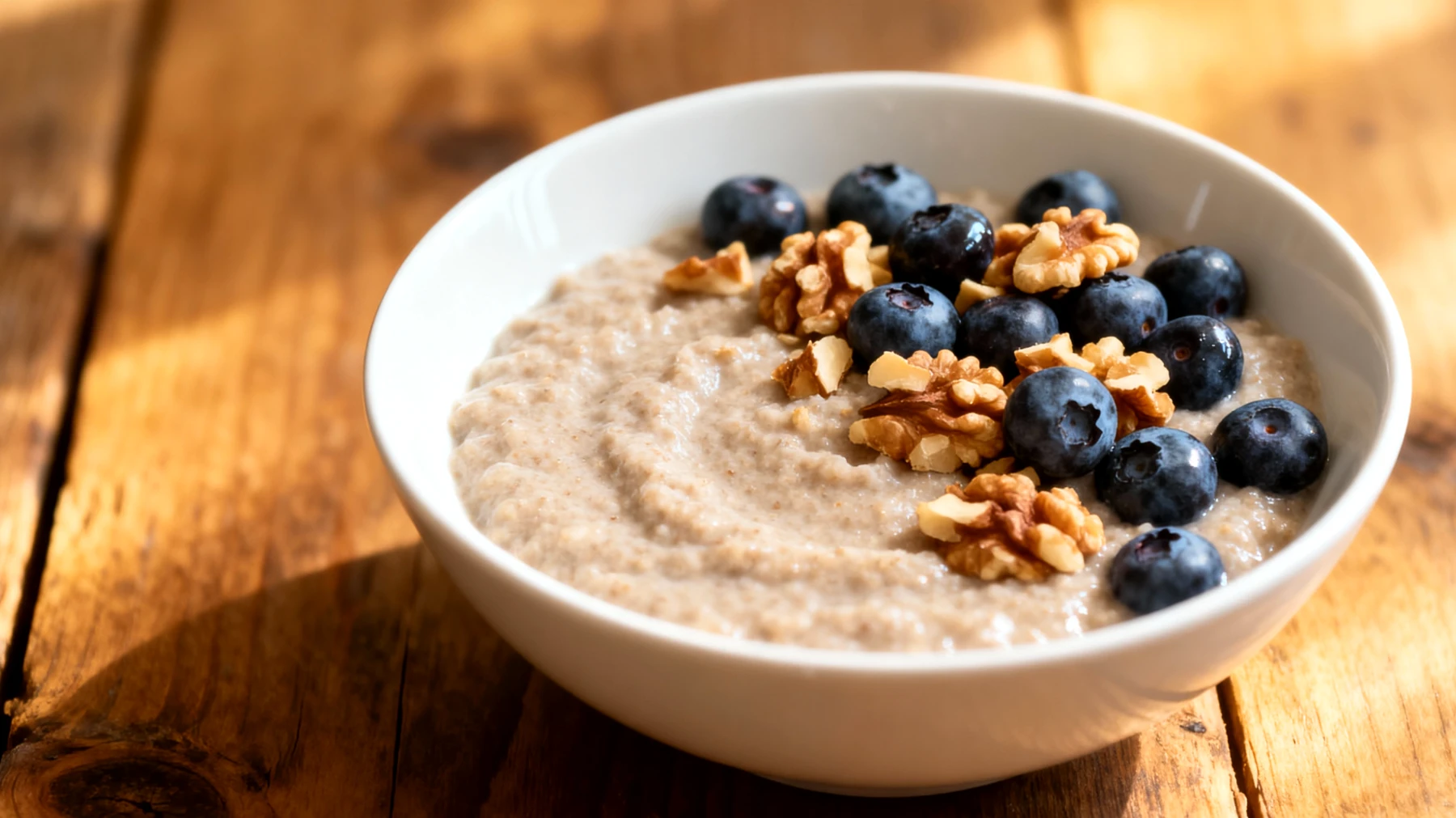Amaranth-Porridge mit Walnüssen und Blaubeeren"
