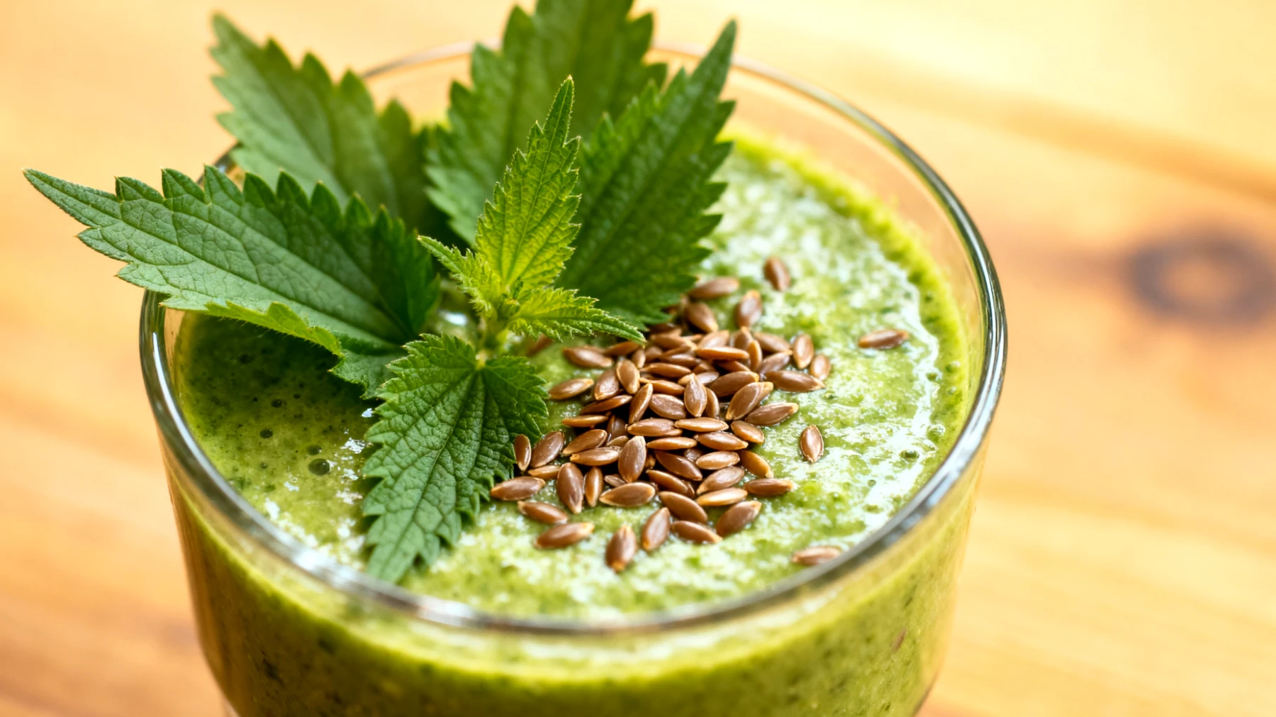 Brennnessel-Kefir-Smoothie mit Leinsamen"