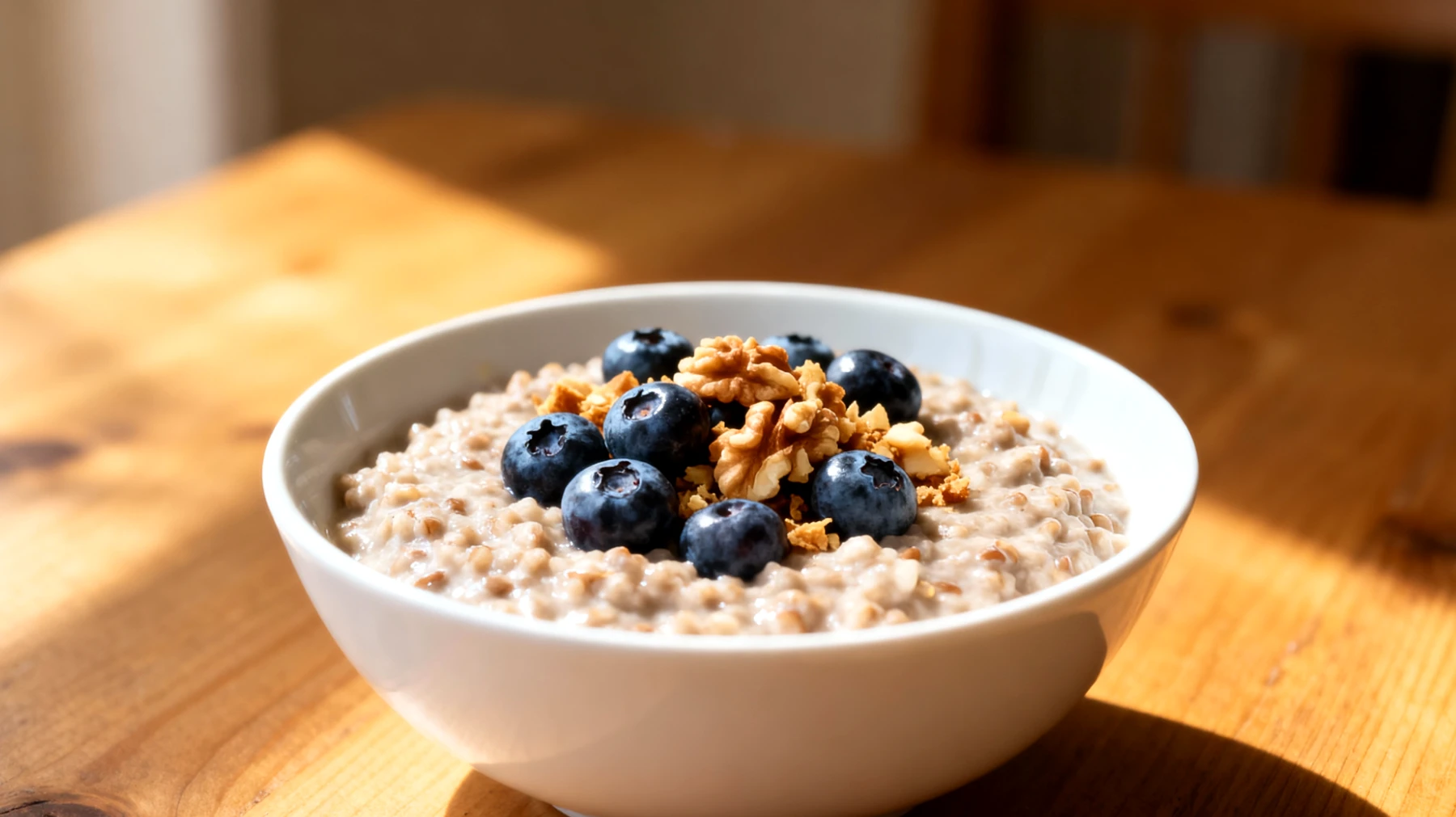 Buchweizen-Porridge mit Walnüssen und Blaubeeren"