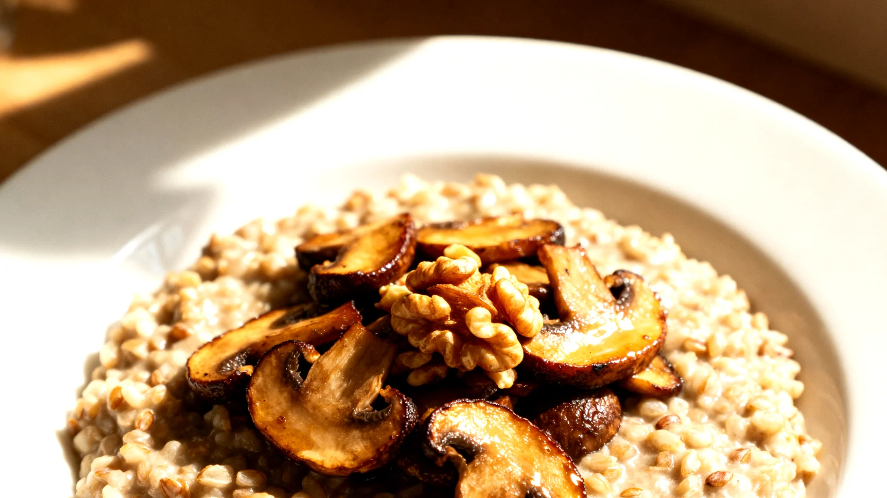 Buchweizen-Risotto mit Pilzen und Walnüssen"