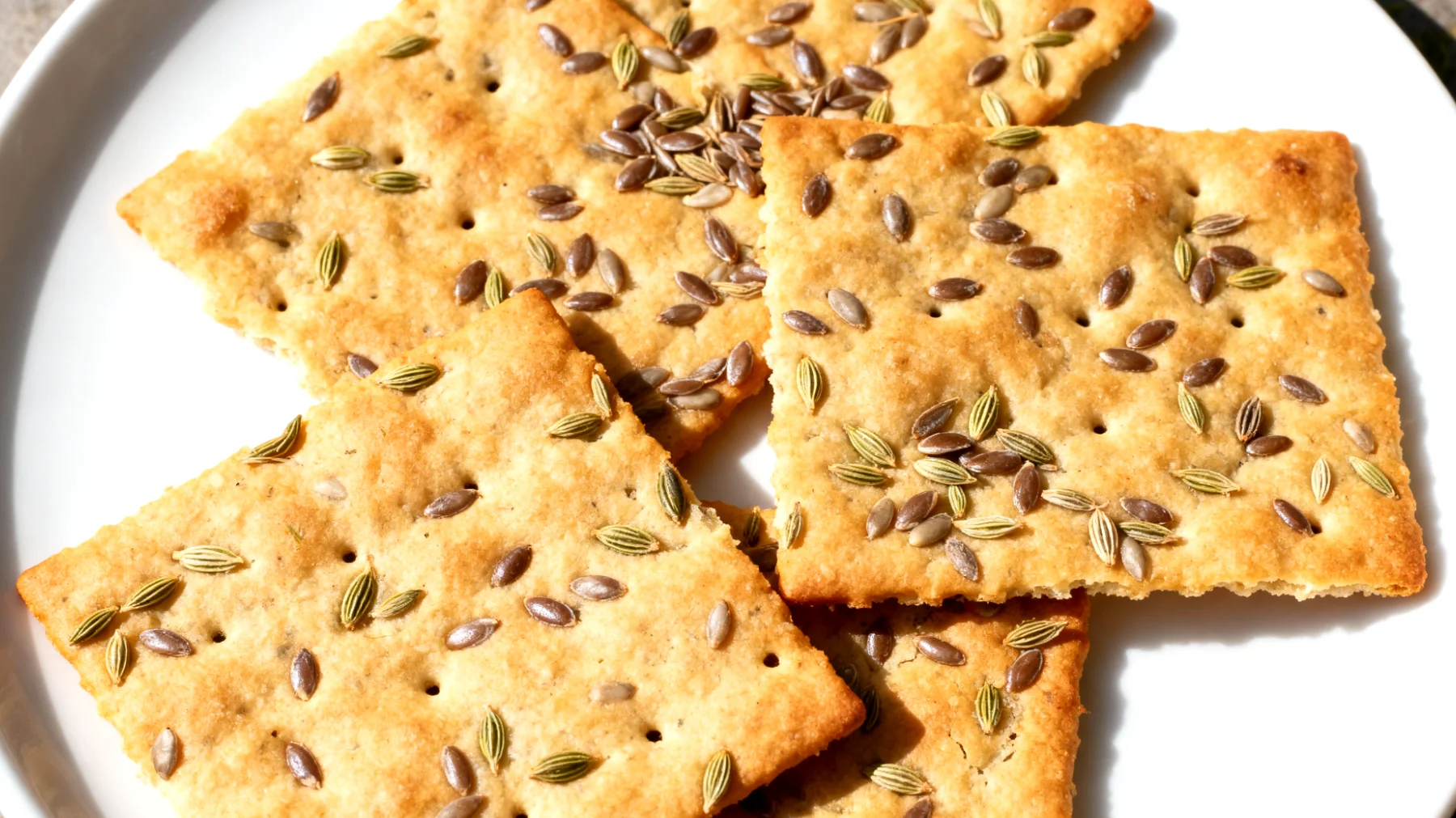 Fenchelsamen-Cracker mit Leinsamen und Kümmel"