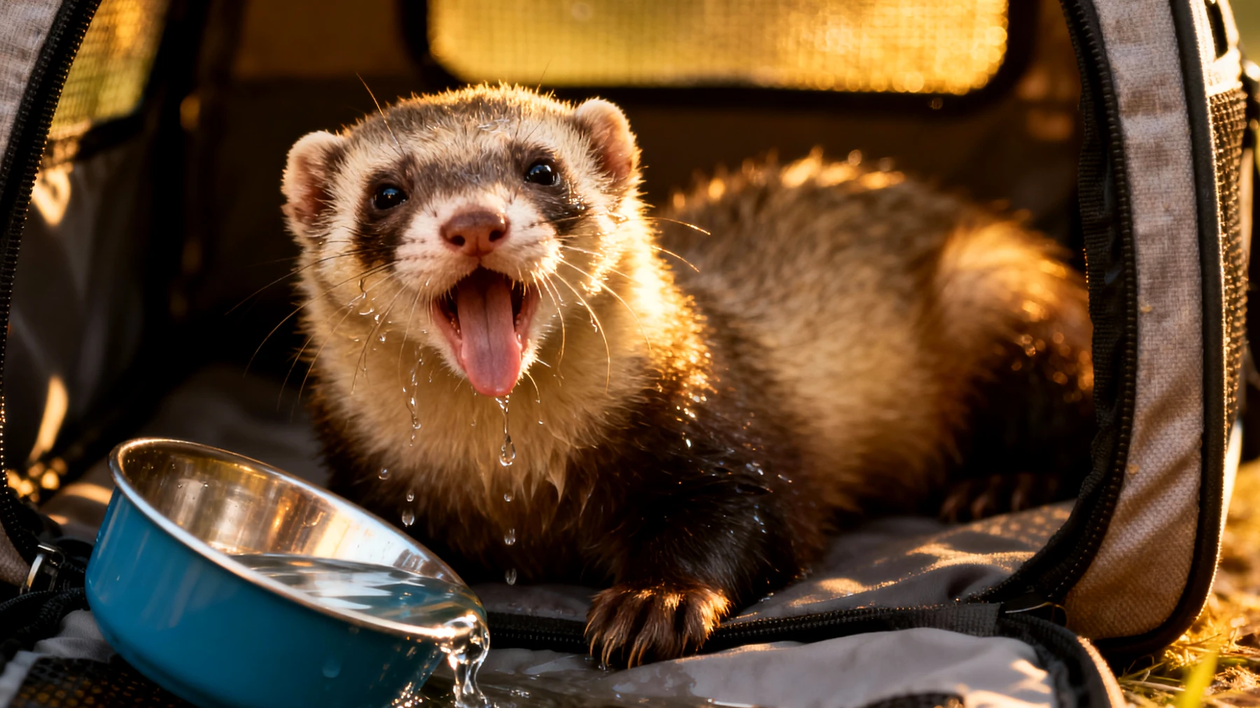 Frettchen leiden während Reisen häufig unter Stress, Dehydrierung und Überhitzung, da sie empfindlich auf Temperaturschwankungen reagieren und sich in ungewohnten Transportboxen unwohl fühlen"