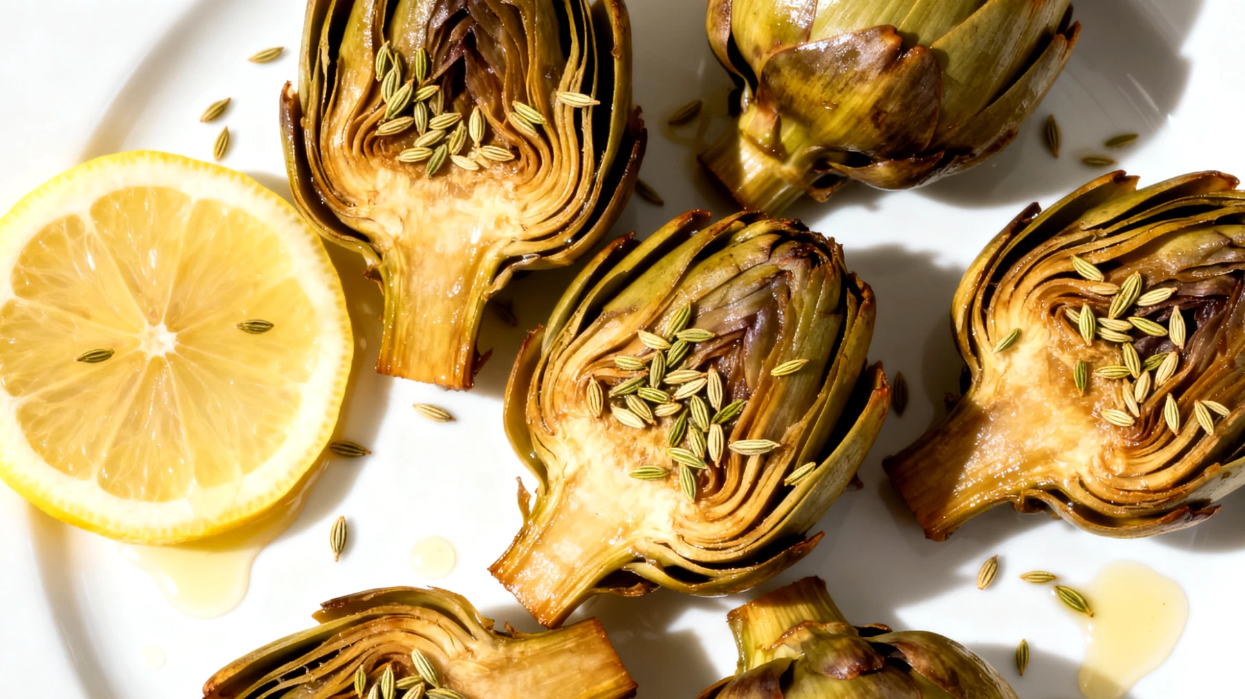 Geschmorte Artischocken mit Fenchelsamen und Zitrone"