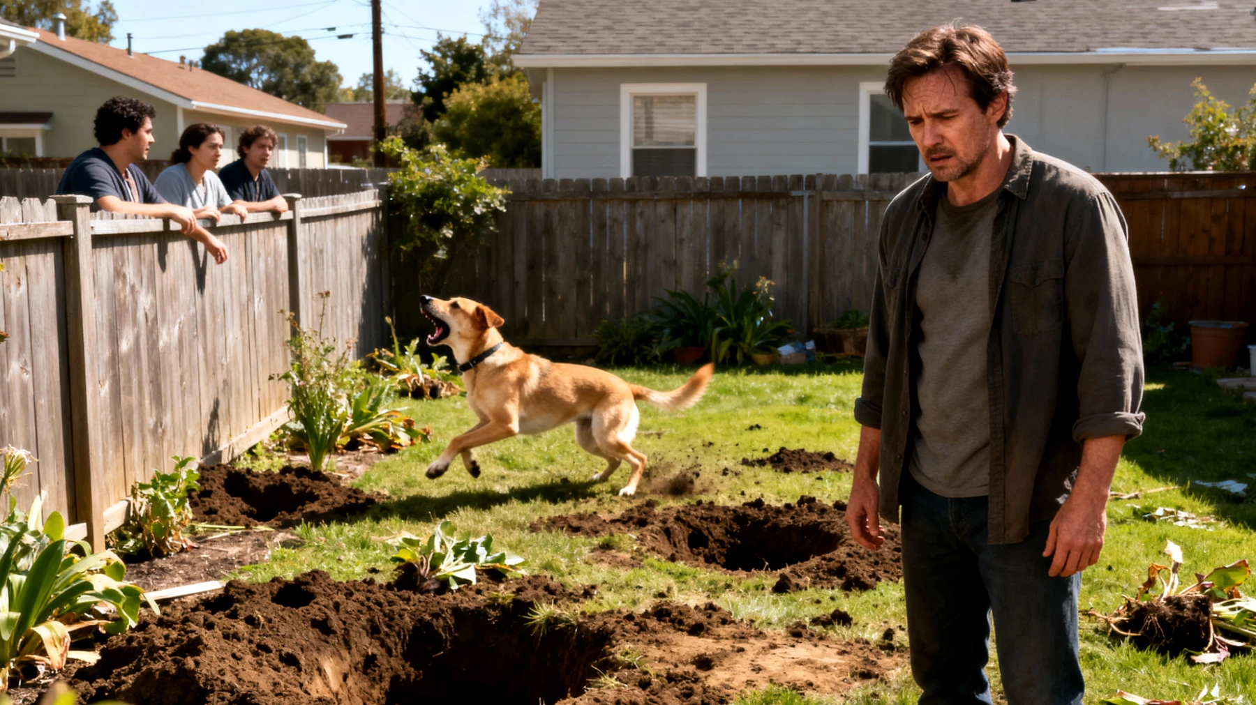 Hunde zeigen im Garten oft unerwünschtes Verhalten wie Buddeln, Bellen bei Nachbarn oder das Jagen von Kleintieren, was zu Konflikten und Stress führt"