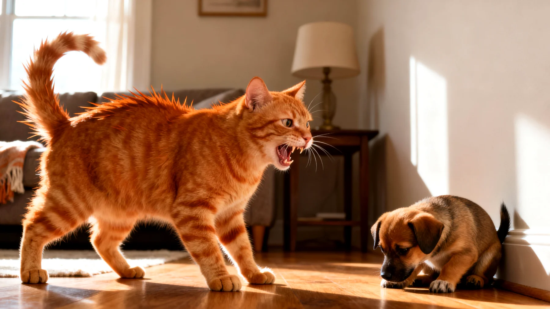 Katzen zeigen häufig aggressives oder territorial dominantes Verhalten gegenüber anderen Haustieren im Haushalt, was das Zusammenleben erschwert und gezieltes Training erfordert, um friedliche Interaktionen zu fördern"