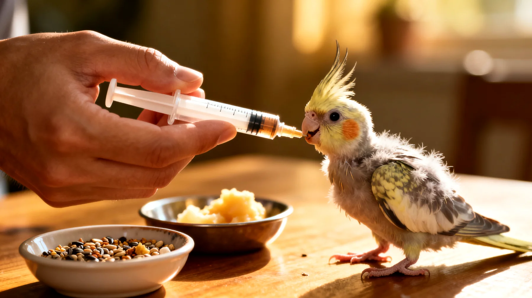 Junge Nymphensittiche benötigen eine speziell angepasste Ernährung in den ersten Lebenswochen, die reich an Nährstoffen ist und den Übergang von der Handaufzucht zur selbstständigen Nahrungsaufnahme unterstützt, wobei viele Halter unsicher sind, welche Futtermittel geeignet sind und wie die schrittweise Umstellung erfolgen soll"