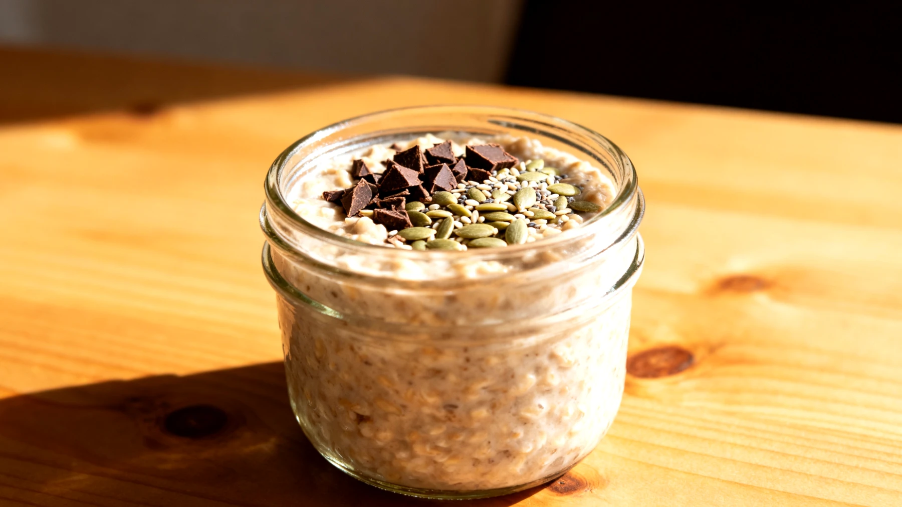 Overnight Oats mit Hanfsamen und Kakao-Nibs"
