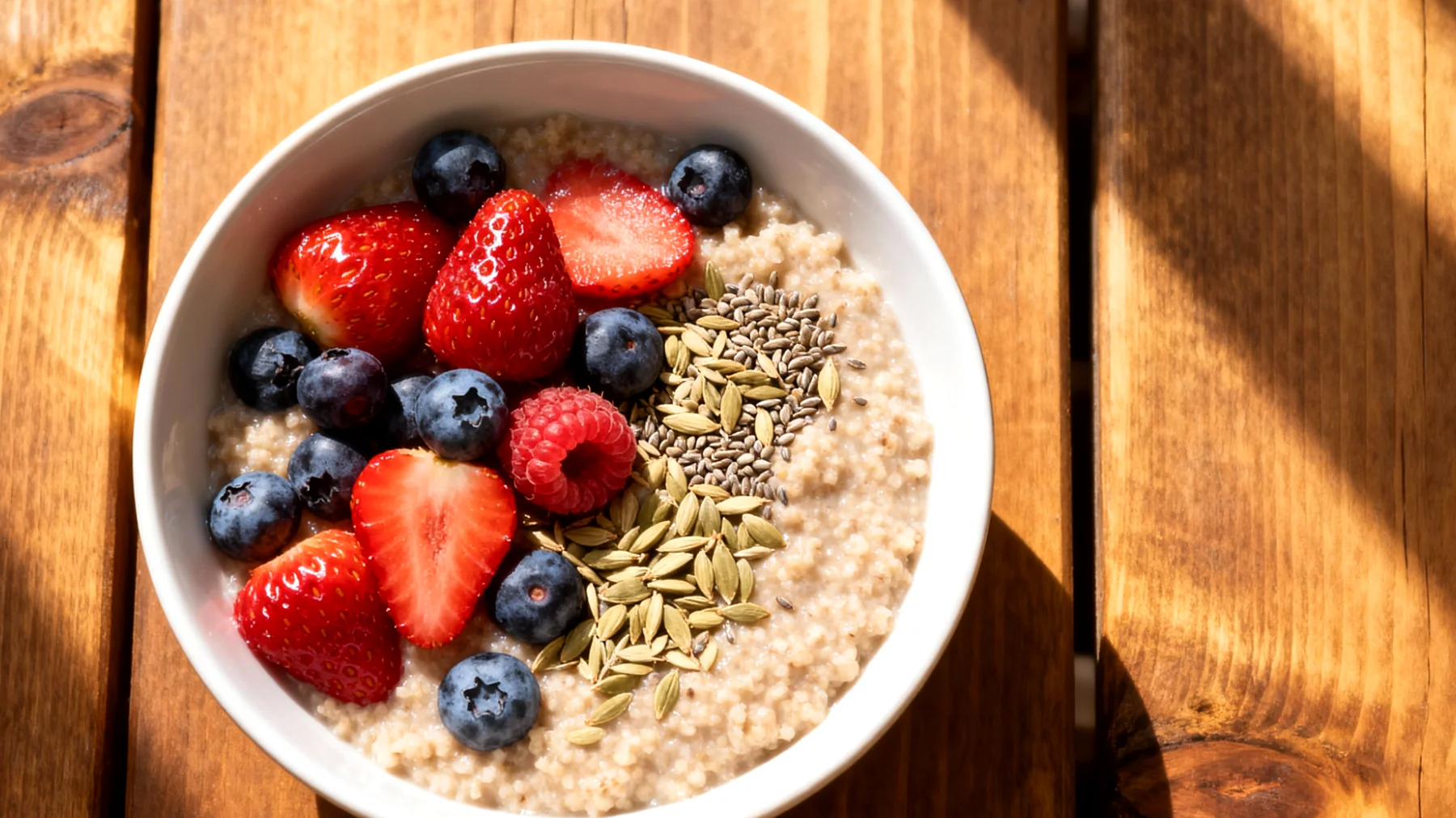 Amaranth-Beeren-Porridge mit Hanfsamen"