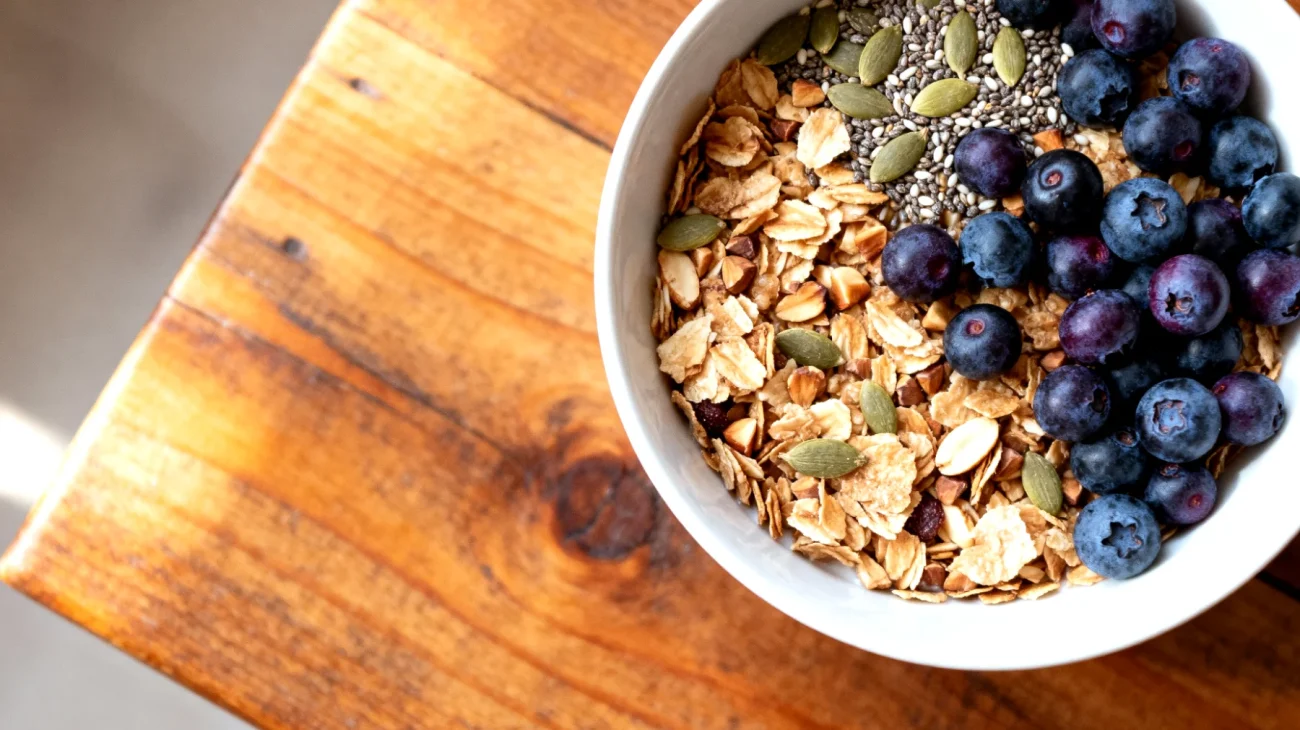 Aronia-Beeren-Müsli mit Hanfsamen und Buchweizenflocken"