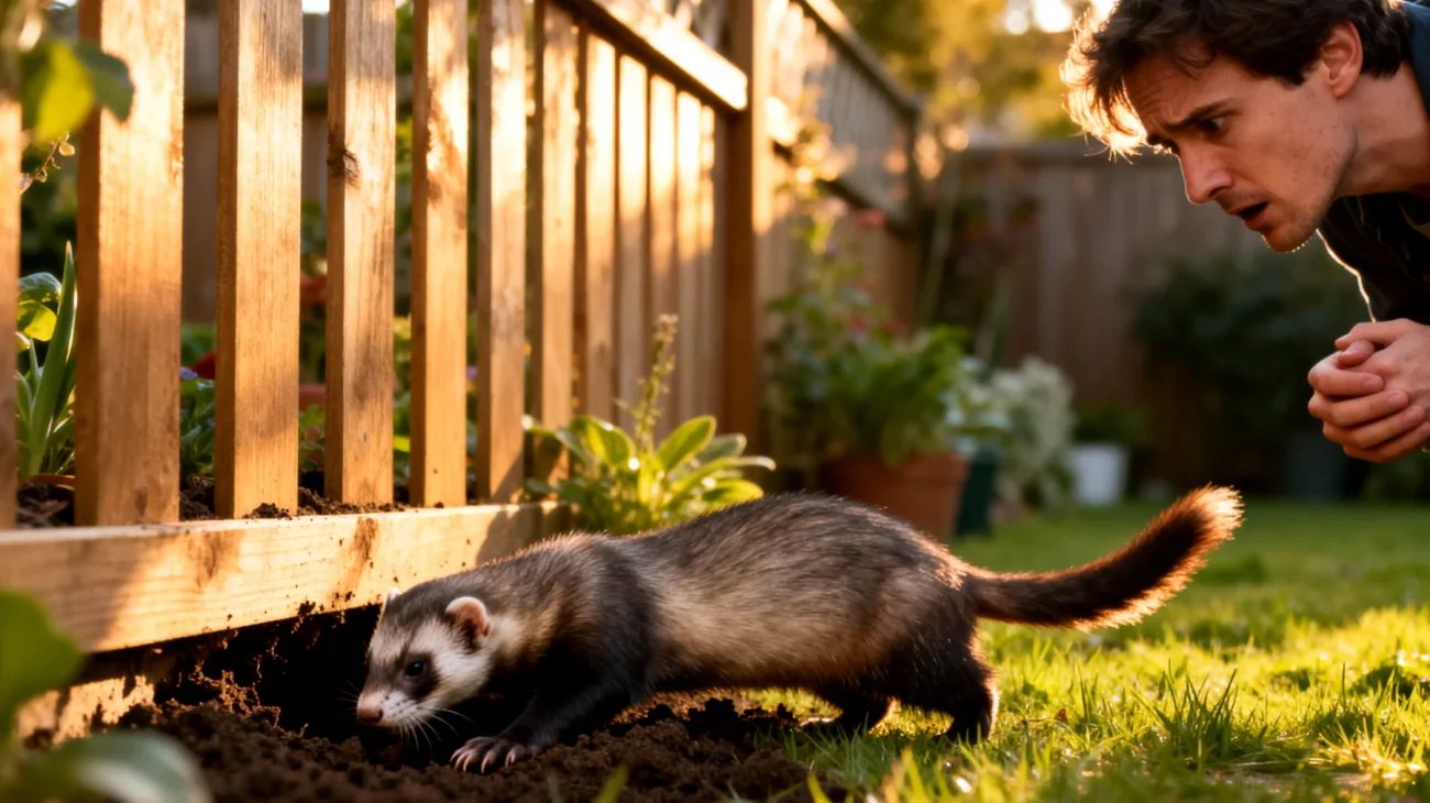 Frettchen benötigen spezielles Training für sicheres und kontrolliertes Verhalten im Garten, da sie als neugierige und flinke Tiere zu Fluchtversuchen, Buddeln unter Zäunen und dem Jagen von Kleintieren neigen"