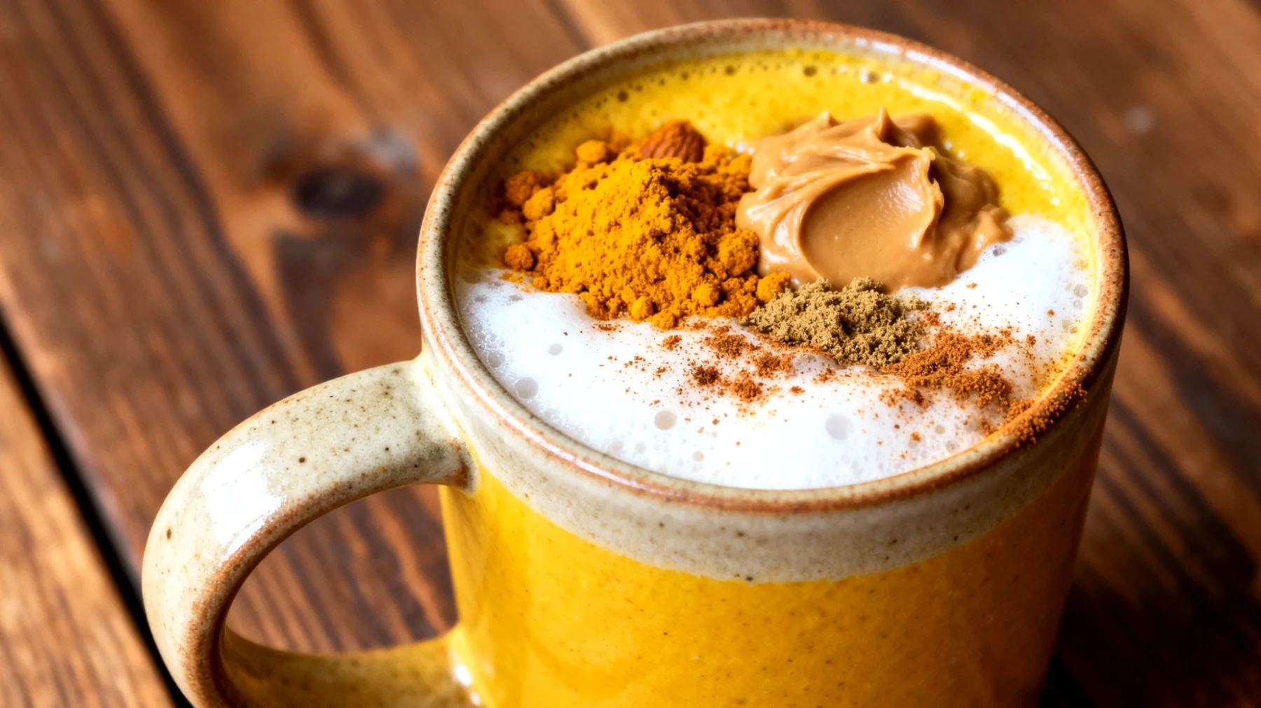 Goldene Milch mit Ashwagandha und Mandelmus (Moon Milk)"