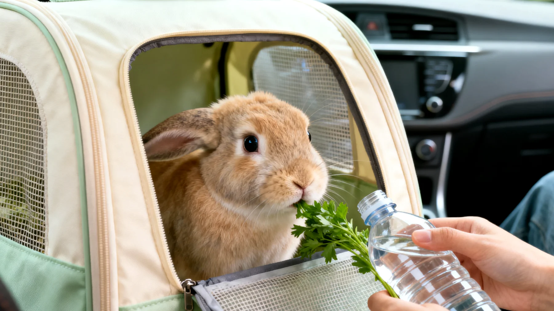 Kaninchen leiden während Reisen häufig unter Stress, Verdauungsproblemen und Dehydrierung, was durch natürliche Beruhigungsmittel und angepasste Fütterung gemildert werden kann"