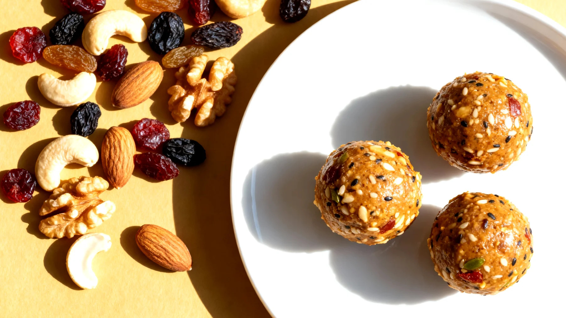 Miso-Kugeln mit Nüssen und Trockenfrüchten (Energy Balls auf Miso-Basis)"