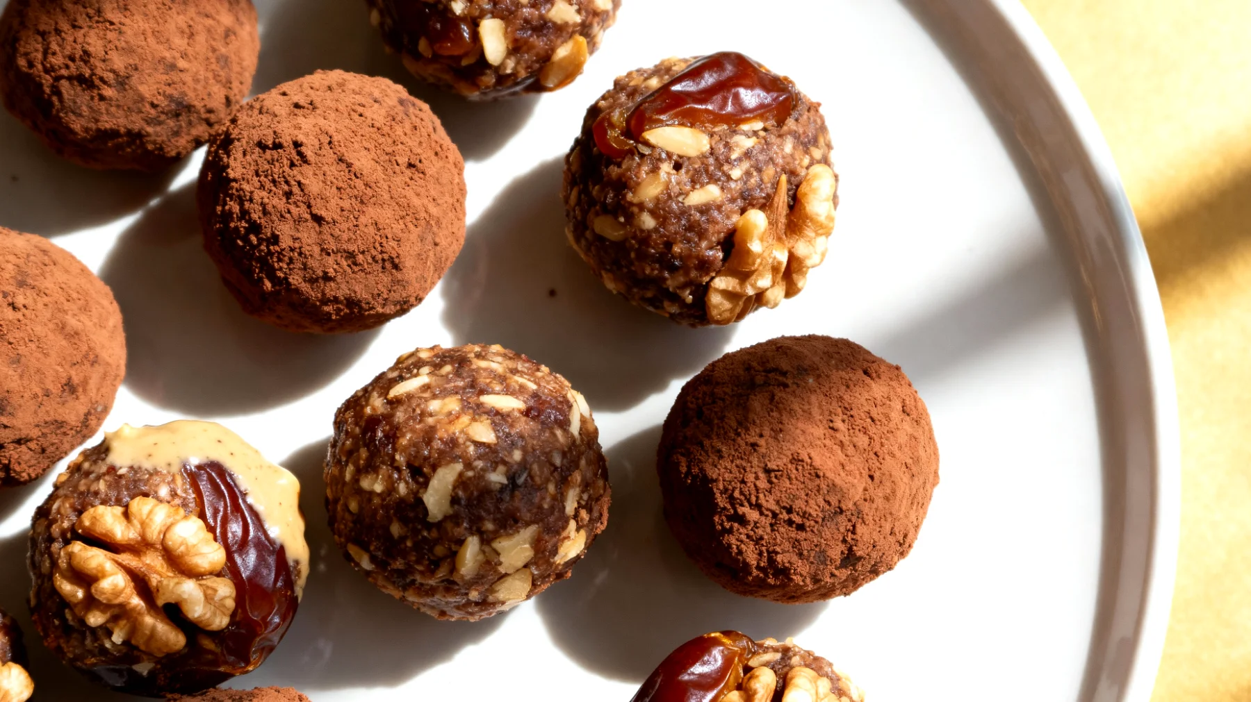 Walnuss-Kakao-Energiekugeln mit Tahin und Datteln"